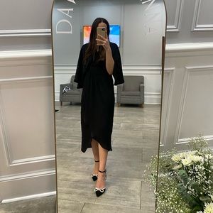 Anthropologie Black Satin Effect Dress